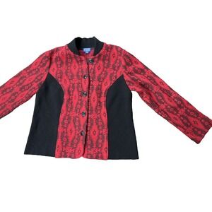 Pendleton Red and Black Wool Southwest Knit Soft Jacket Cardigan  ~ 1X